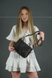Women's leather bag Nadia, genuine Vintage leather, color brown, shade Chocolate, Blue