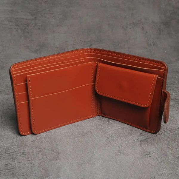 Handmade embossed leather wallet, Brown