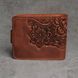 Handmade embossed leather wallet, Brown